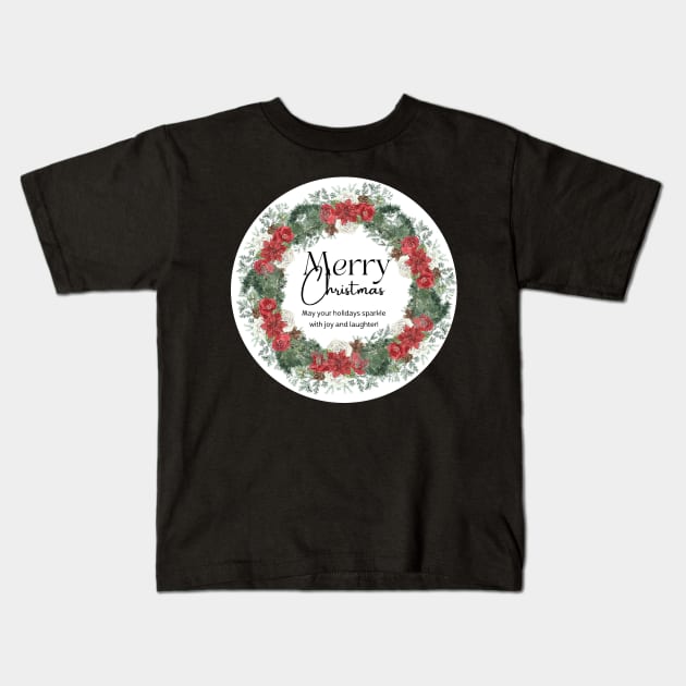 Merry Christmas Round Sticker 03 Kids T-Shirt by LD-LailaDesign